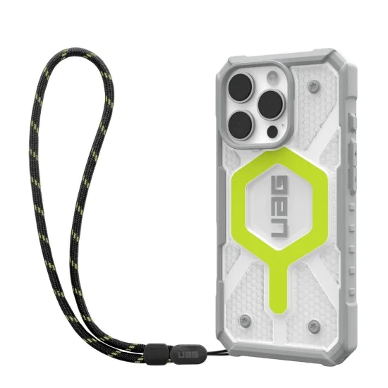Калъф за iPhone 16 Pro - UAG Pathfinder Clear Magsafe - Active Neon Lanyard