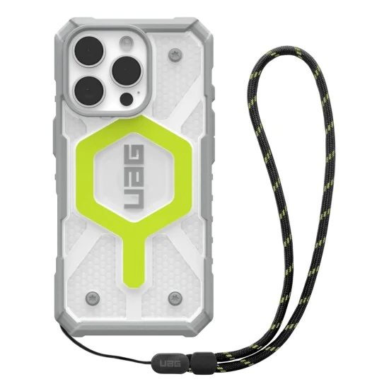 Калъф за iPhone 16 Pro - UAG Pathfinder Clear Magsafe - Active Neon Lanyard