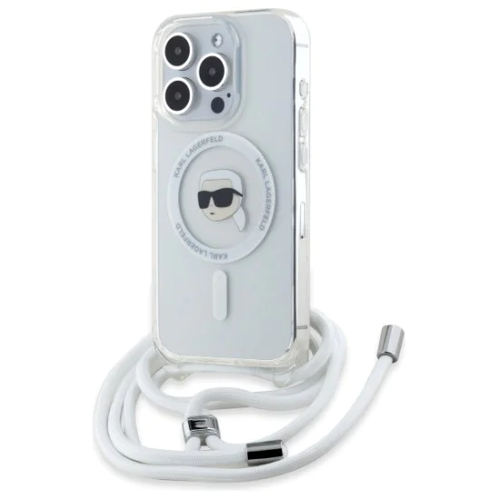 Калъф за iPhone 16 Pro - Karl Lagerfeld IML Crossbody MagSafe (KLHMP16LHHCKCKHNT) - Transparent Karl Head