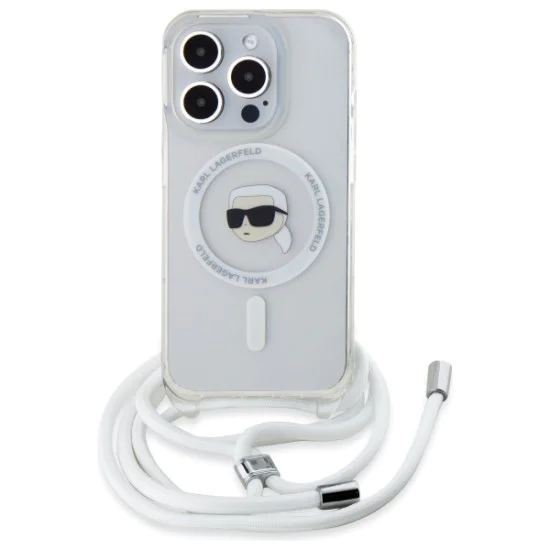 Калъф за iPhone 16 Pro - Karl Lagerfeld IML Crossbody MagSafe (KLHMP16LHHCKCKHNT) - Transparent Karl Head