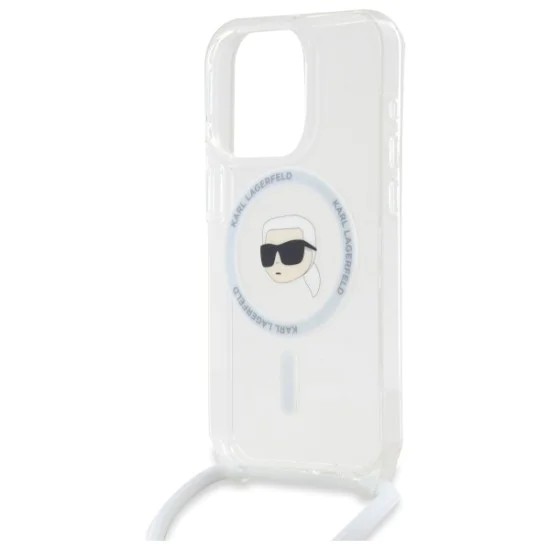 Калъф за iPhone 16 Pro - Karl Lagerfeld IML Crossbody MagSafe (KLHMP16LHHCKCKHNT) - Transparent Karl Head