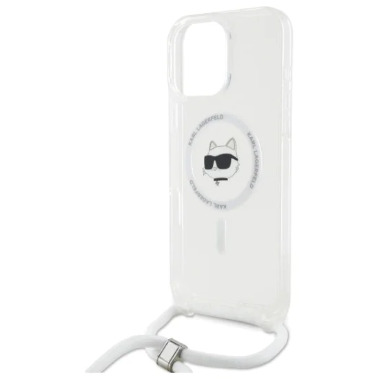 Калъф за iPhone 16 - Karl Lagerfeld IML Crossbody MagSafe (KLHMP16SHCCHCHNT) - Прозрачна глава на Choupette