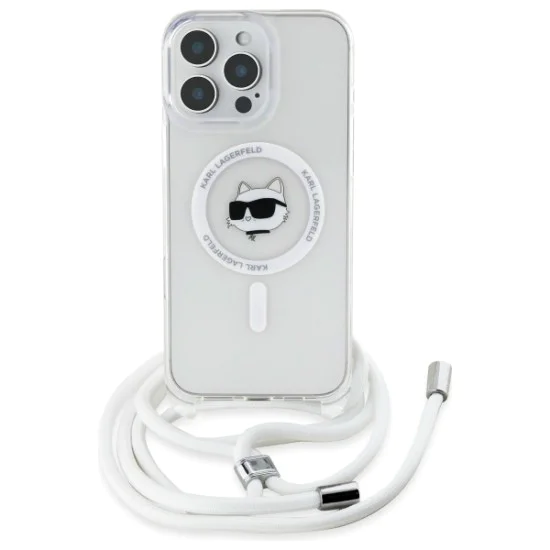 Калъф за iPhone 16 - Karl Lagerfeld IML Crossbody MagSafe (KLHMP16SHCCHCHNT) - Прозрачна глава на Choupette