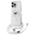 Калъф за iPhone 16 - Karl Lagerfeld IML Crossbody MagSafe (KLHMP16SHCCHCHNT) - Прозрачна глава на Choupette