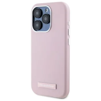 IPhone 15 Pro Max Case - Karl Lagerfeld Leather MagSafe (KLHMP15XPGGPGMSRPP) - Pink FW Metal Plate