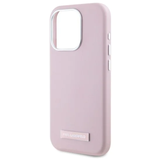 IPhone 15 Pro Max Case - Karl Lagerfeld Leather MagSafe (KLHMP15XPGGPGMSRPP) - Pink FW Metal Plate