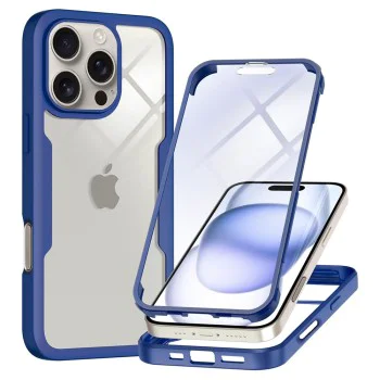 Калъф за iPhone 16 Pro Max + Протектор - ColorVerse 360 ​​Series - син