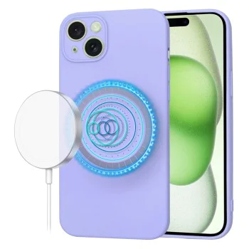 Калъф за iPhone 15 Plus - SoftFlex MagSafe - Светло лилав
