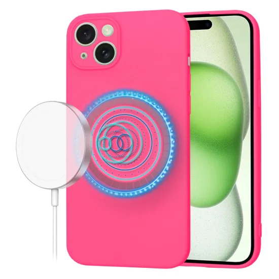 Калъф за iPhone 15 Plus - SoftFlex MagSafe - Hot Pink