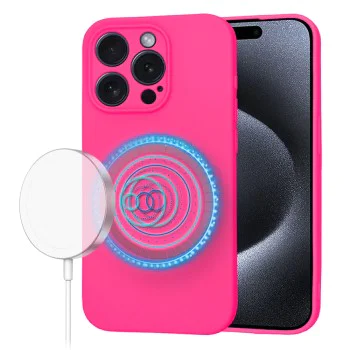 Калъф за iPhone 15 Pro - SoftFlex MagSafe - Hot Pink