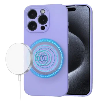 Калъф за iPhone 15 Pro - SoftFlex MagSafe - светло лилав