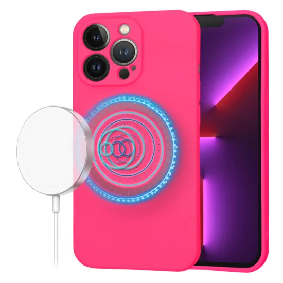Калъф за iPhone 13 Pro - SoftFlex MagSafe - Hot Pink