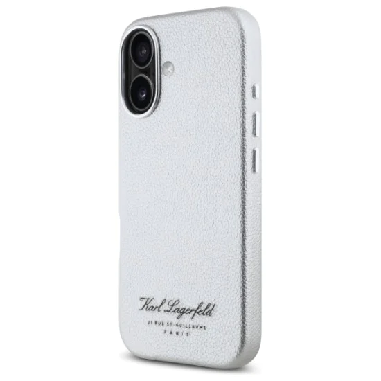 Калъф за IPhone 16 - Karl Lagerfeld Hardcase Leather Hotel (KLHCCHCP16SPGWWCMKKHG) - сив RSG