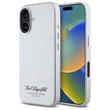 Калъф за IPhone 16 - Karl Lagerfeld Hardcase Leather Hotel (KLHCCHCP16SPGWWCMKKHG) - сив RSG