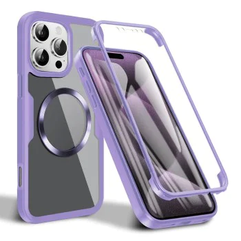 Калъф за iPhone 16 Pro Max + Протектор - ColorVerse 360 ​​MagSafe MagSafe Series - лилав