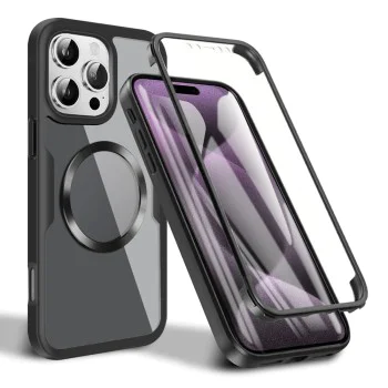 Калъф с MagSafe – Techsuit ColorVerse 360 Series + Стъклен протектор – iPhone 16 Pro – Черен