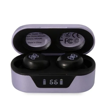 Слушалки за поставяне в ушите, Bluetooth 5.0, TWS, IPX4 - Guess (GUTWSTST31EU) - лилави