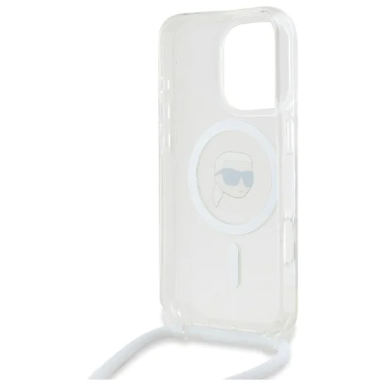 Калъф за iPhone 16 Pro Max - Karl Lagerfeld IML Crossbody MagSafe (KLHMP16XHCKCKHNT) - Transparent Karl Head