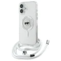 Калъф за iPhone 16 - Karl Lagerfeld IML Crossbody MagSafe (KLHMP16SHCKHNT) - Transparent Karl Head