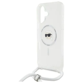 Калъф за iPhone 16 - Karl Lagerfeld IML Crossbody MagSafe (KLHMP16SHCKHNT) - Transparent Karl Head
