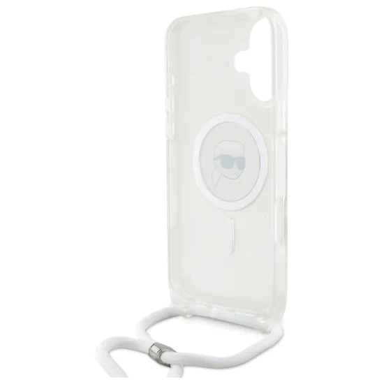 Калъф за iPhone 16 - Karl Lagerfeld IML Crossbody MagSafe (KLHMP16SHCKHNT) - Transparent Karl Head