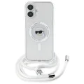 Калъф за iPhone 16 - Karl Lagerfeld IML Crossbody MagSafe (KLHMP16SHCKHNT) - Transparent Karl Head