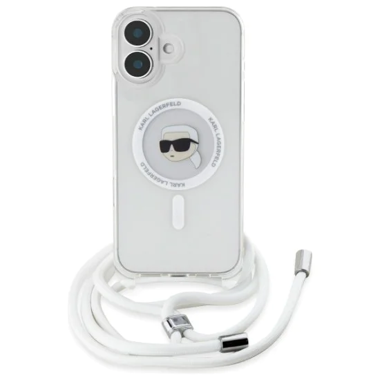 Калъф за iPhone 16 - Karl Lagerfeld IML Crossbody MagSafe (KLHMP16SHCKHNT) - Transparent Karl Head