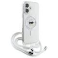 Калъф за iPhone 16 - Karl Lagerfeld IML Crossbody MagSafe (KLHMP16SHCKHNT) - Transparent Karl Head