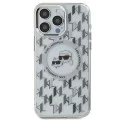 Калъф за iPhone 15 - Karl Lagerfeld IML MagSafe (KLHMP15SHMCKMMHT) - Прозрачен монограм Karl&Choupette Head