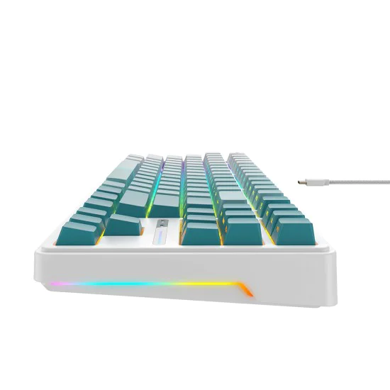 Havit - Геймърска клавиатура (KB901L) - USB-C, с RGB светлини, 1.8 м, 200 мА - Бяла / Зелена