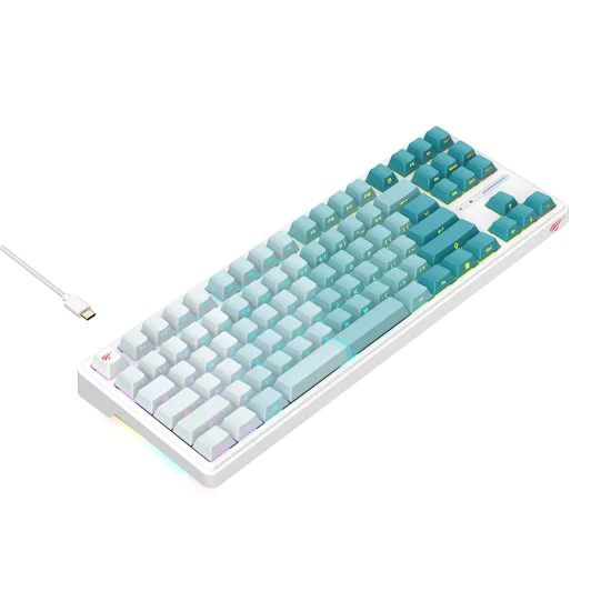 Havit - Геймърска клавиатура (KB901L) - USB-C, с RGB светлини, 1.8 м, 200 мА - Бяла / Зелена