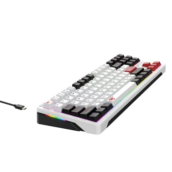 Havit - Геймърска клавиатура (KB902L) - USB-C, с RGB светлини, 1.8 м, 200 мА - Черна / Бяла / Червена