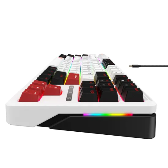 Havit - Геймърска клавиатура (KB902L) - USB-C, с RGB светлини, 1.8 м, 200 мА - Черна / Бяла / Червена