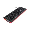 Havit - Геймърска клавиатура (KB866L) - с RGB светлини, английска подредба, 1.4 м, 300 мА - Черна / Червена