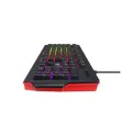 Havit - Геймърска клавиатура (KB866L) - с RGB светлини, английска подредба, 1.4 м, 300 мА - Черна / Червена