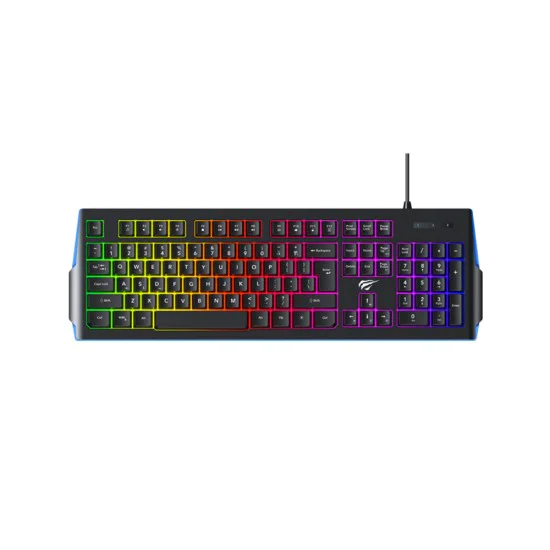 Havit - Геймърска клавиатура (KB866L) - с RGB светлини, английска подредба, 1.4 м, 300 мА - Черна / Червена