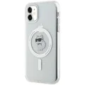 Калъф за iPhone 11 - Karl Lagerfeld IML MagSafe (KLHMN61HLHLSCHH) - Бял метал Choupette`s Head