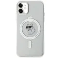 Калъф за iPhone 11 - Karl Lagerfeld IML MagSafe (KLHMN61HLHLSCHH) - Бял метал Choupette`s Head
