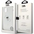 Калъф за iPhone 11 - Karl Lagerfeld IML MagSafe (KLHMN61HLHLSCHH) - Бял метал Choupette`s Head