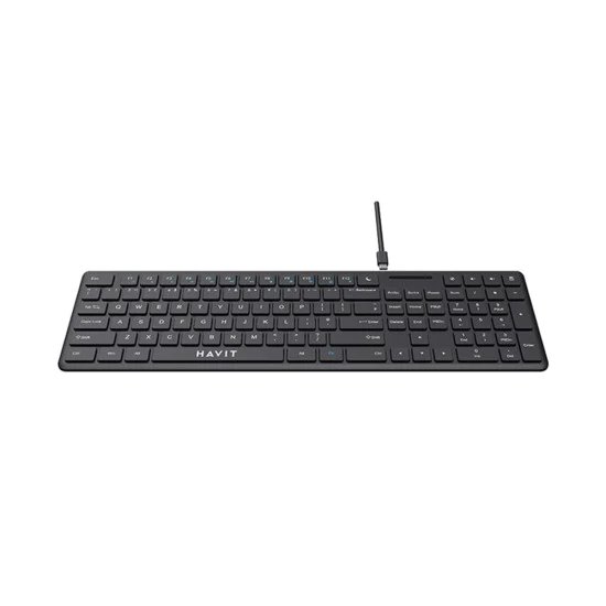 Havit - Кабелна клавиатура (KB252) - USB-C, 300mA, 1.5m, 5V - Черна