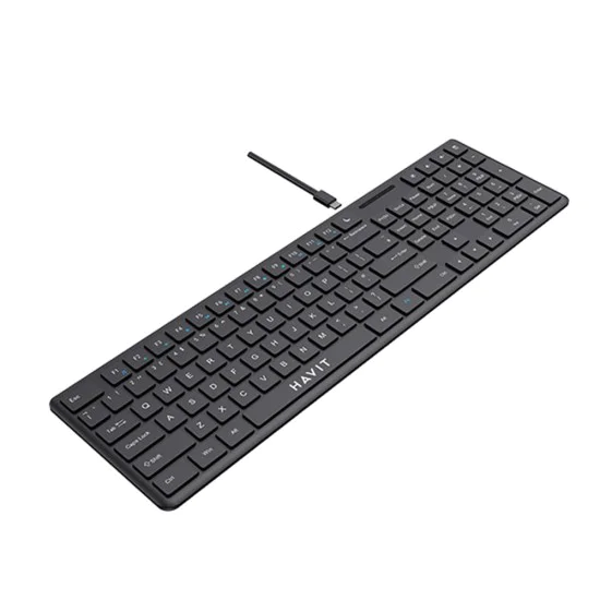 Havit - Кабелна клавиатура (KB252) - USB-C, 300mA, 1.5m, 5V - Черна