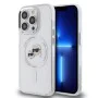Калъф за iPhone 15 Pro - Karl Lagerfeld IML MagSafe (KLHMP15LHLHLSKCH) - Бял метал Karl&Choupette Head