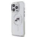 Калъф за iPhone 15 Pro - Karl Lagerfeld IML MagSafe (KLHMP15LHLHLSKCH) - Бял метал Karl&Choupette Head