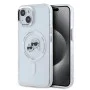 Калъф за iPhone 15 - Karl Lagerfeld IML MagSafe (KLHMP15SHLSKCH) - Бял метал Karl&Choupette Heads