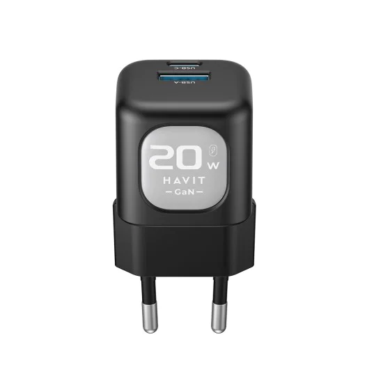 Батерия за 20W USB Type-C - Havit (UC220 EU) - Черен/Сив