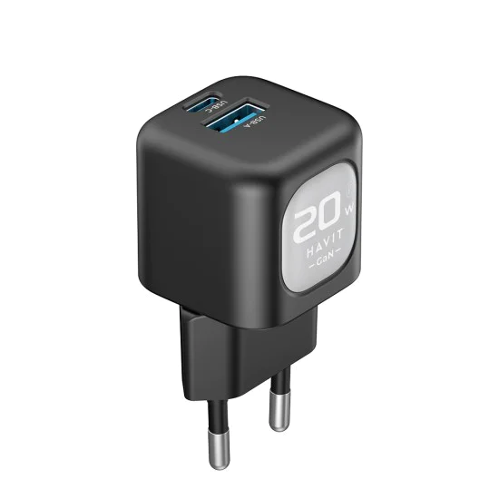 Батерия за 20W USB Type-C - Havit (UC220 EU) - Черен/Сив