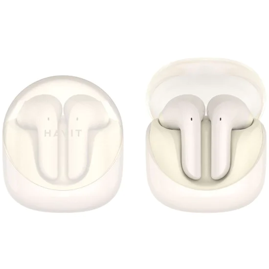 Безжични слушалки за видео игри, Bluetooth 5.3, TWS, ENC, USB-C, 400mAh - Havit Modern Buds (TW974) - бежови