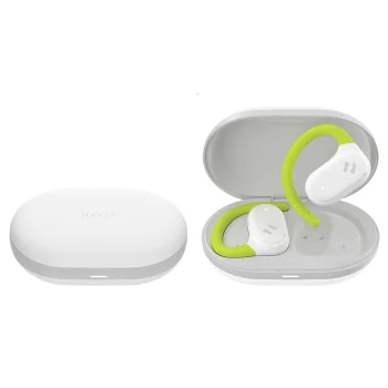 Безжични слушалки с отворено ухо, Bluetooth 5.4, TWS, ENC, IPX5, Type-C, 1000mAh, приложение Havit Life - Havit (OWS915) - бял