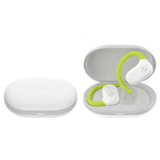 Безжични слушалки с отворено ухо, Bluetooth 5.4, TWS, ENC, IPX5, Type-C, 1000mAh, приложение Havit Life - Havit (OWS915) - бял