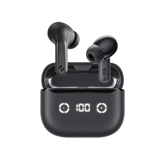 Bluetooth 5.4, ANC, TWS, Type-C, 420mAh, TWS, Безжични слушалки с цифров дисплей с Bluetooth 5.4, Type-C, TWS, 420mAh, Havit Life App - черни